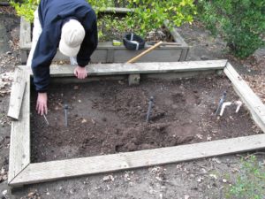 Here I am preparing a planting bed in very, very early spring.